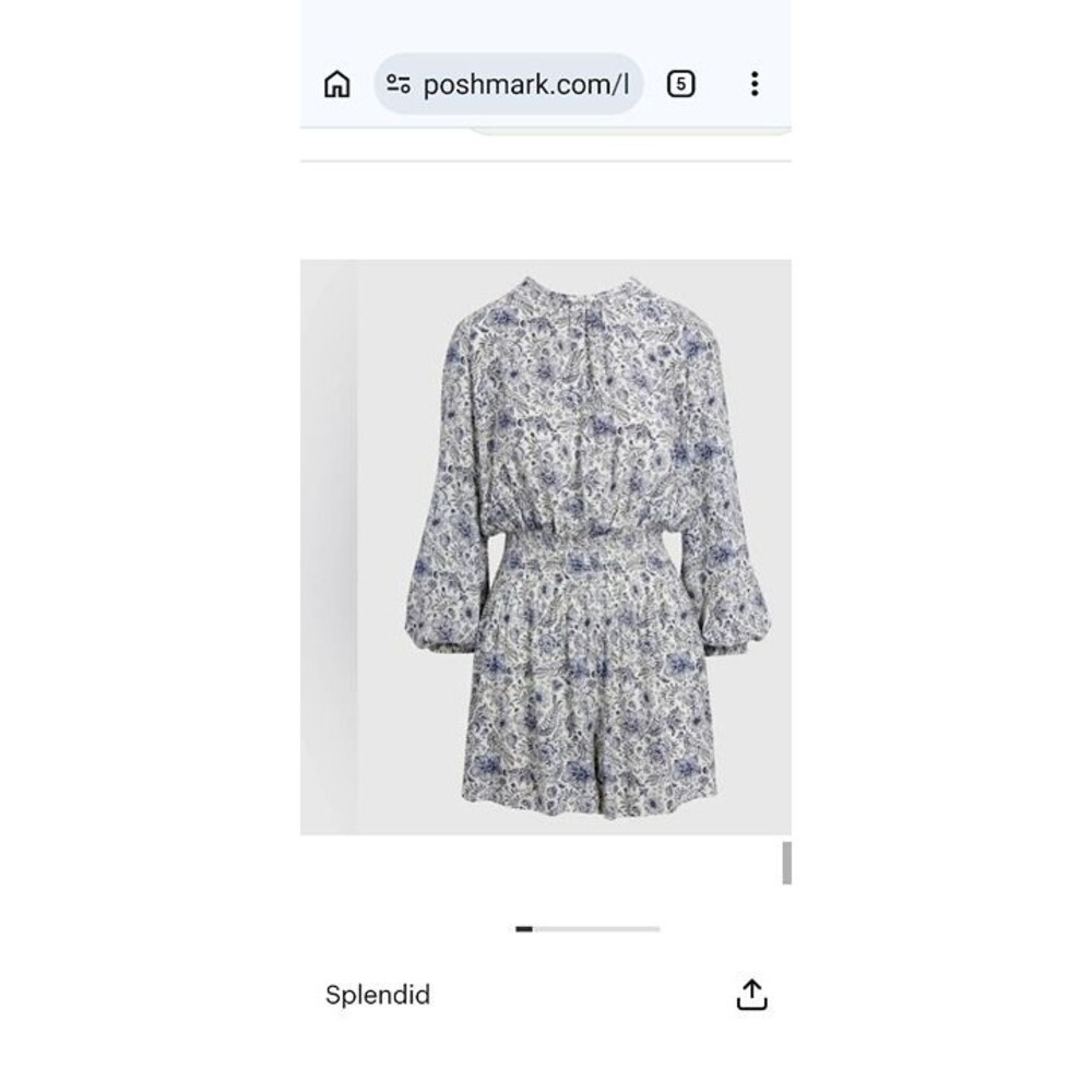 NWT Nice Women's Splendid Collection Blue White Floral 100% Viscose Romper